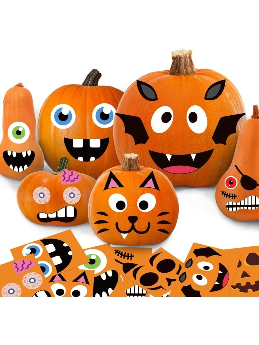 🎃24Sheet Orange Jack O Lantern Pumpkin Stickers Halloween Fall Decorations Kit